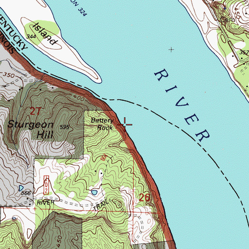 Topographic Map of Battery Rock, IL