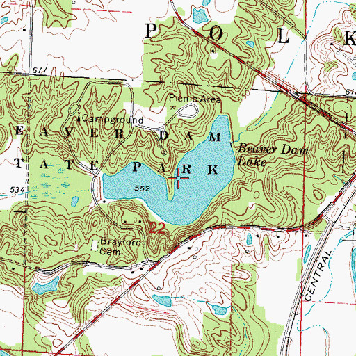 Topographic Map of Beaver Dam Lake, IL