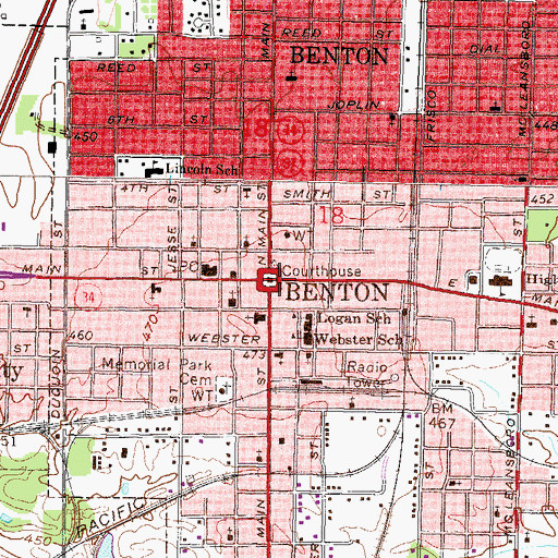 Topographic Map of Benton, IL
