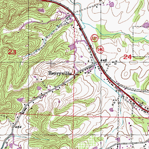 Topographic Map of Berryville, IL