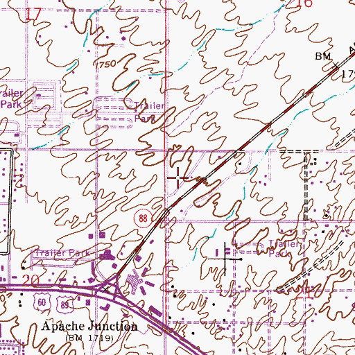 Topographic Map of Superstition Park West Number One, AZ