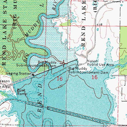 Topographic Map of Big Muddy Subimpoundment Dam, IL
