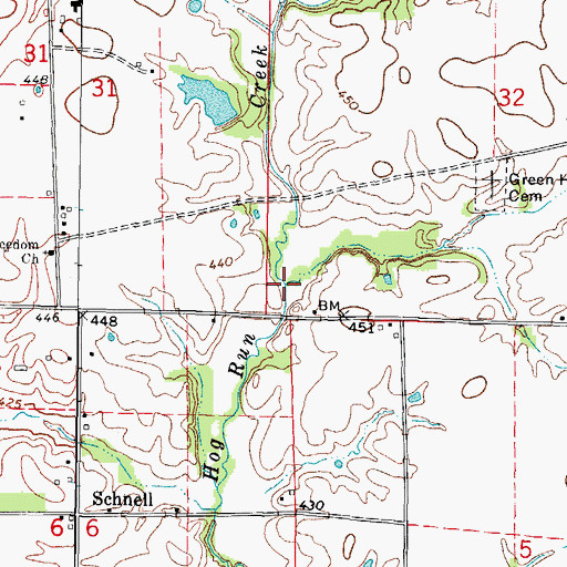 Topographic Map of Brown Creek, IL