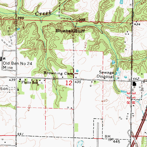 Topographic Map of Browning Cemetery, IL