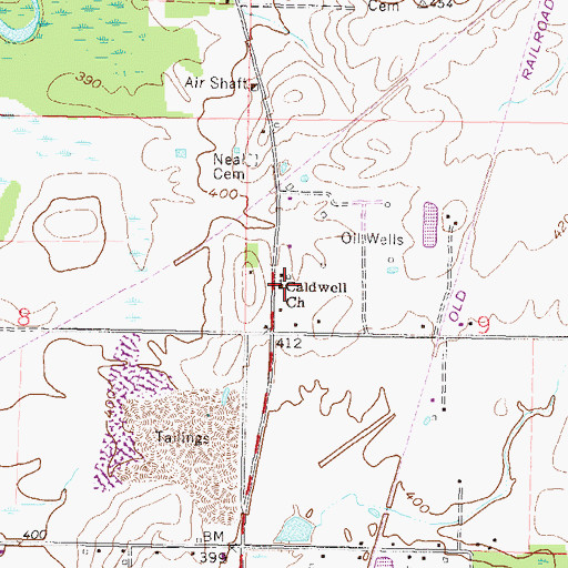 Topographic Map of Caldwell Church, IL