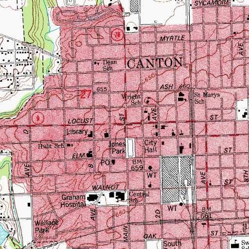 Topographic Map of Canton, IL