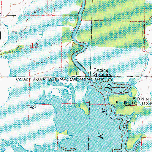 Topographic Map of Casey Fork Subimpoundment Dam, IL