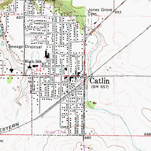 Topographic Map of Catlin, IL