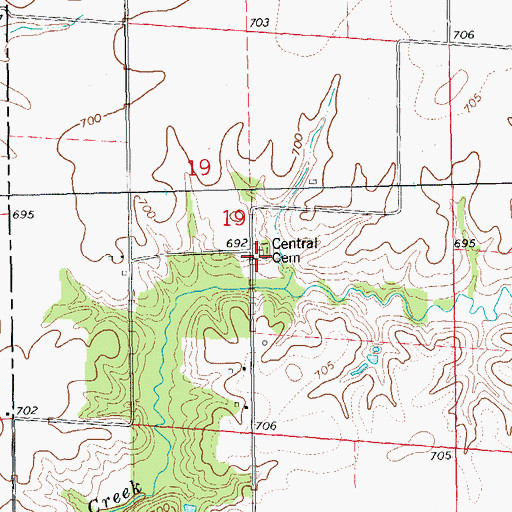 Topographic Map of Central Cemetery, IL