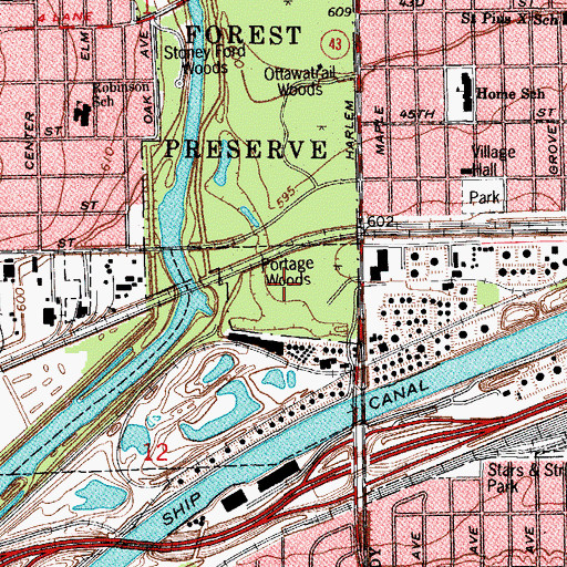 Topographic Map of Chicago Portage Woods, IL