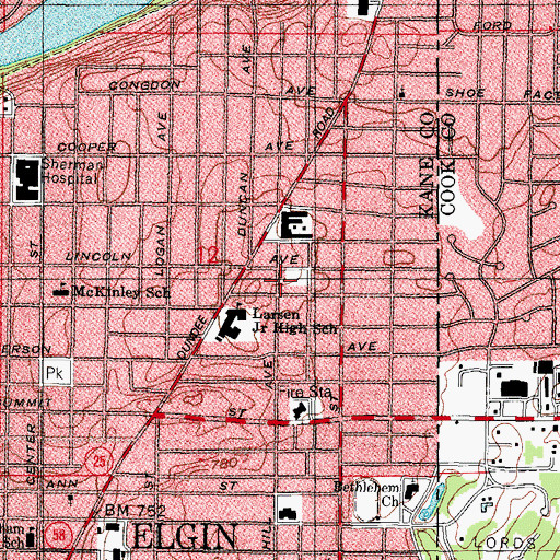 Topographic Map of Columbia School, IL