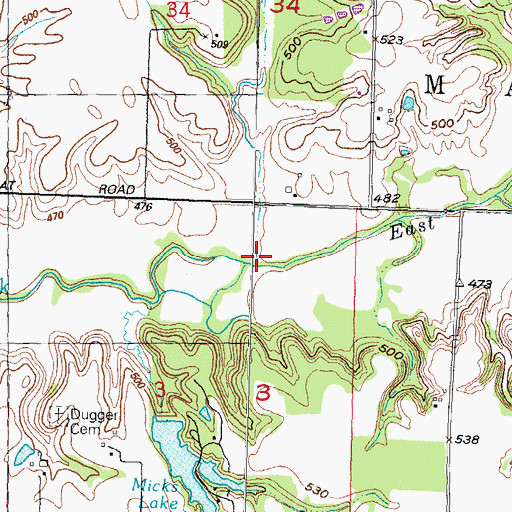 Topographic Map of Corlock Branch, IL