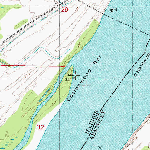Topographic Map of Cottonwood Bar, IL