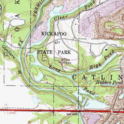 Topographic Map of Cox Cemetery, IL