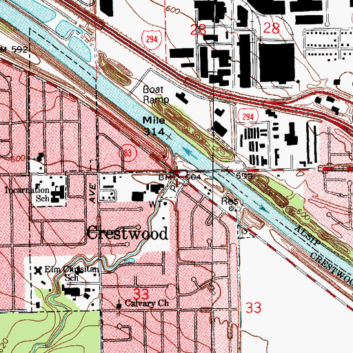 Topographic Map of Crestwood, IL