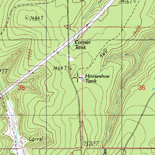 Topographic Map of Horseshoe Tank, AZ