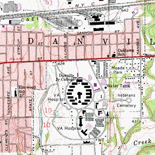 Topographic Map of Danville Area Community College, IL