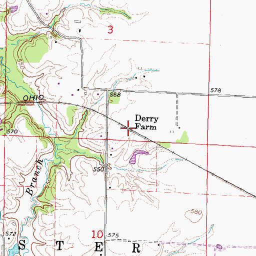 Topographic Map of Derry Farm, IL