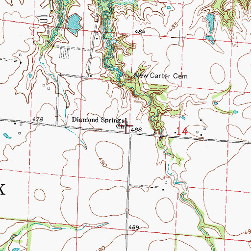 Topographic Map of Diamond Springs Church, IL