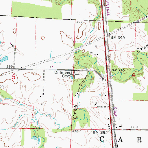 Topographic Map of Dillinger Cemetery, IL