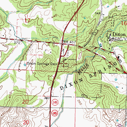 Topographic Map of Dixon Springs Cemetery, IL