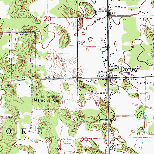 Topographic Map of Doney, IL