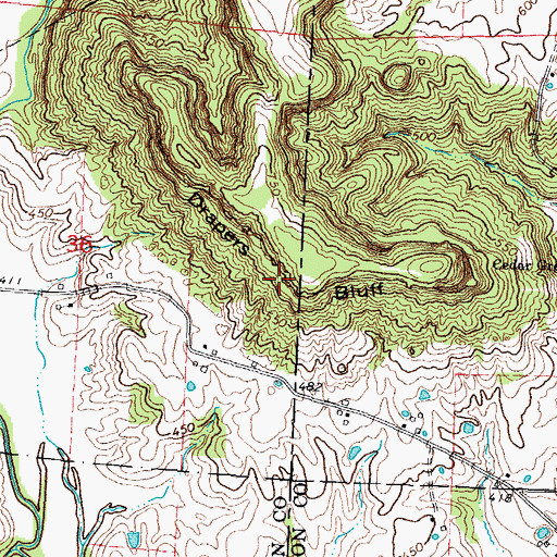 Topographic Map of Drapers Bluff, IL