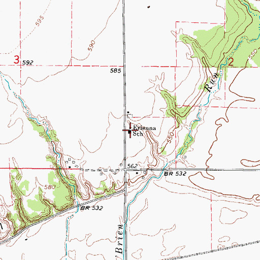 Topographic Map of Erienna Elementary School, IL