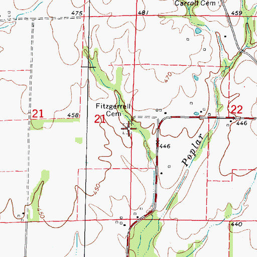 Topographic Map of Fitzgerrell Cemetery, IL