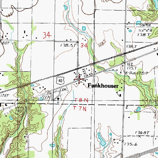 Topographic Map of Funkhouser, IL