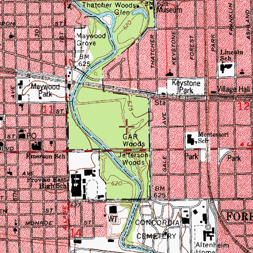 Topographic Map of GAR Woods, IL