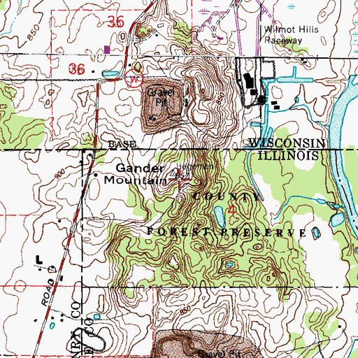 Topographic Map of Gander Mountain, IL