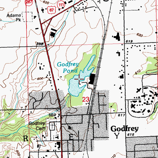 Topographic Map of Godfrey Pond, IL