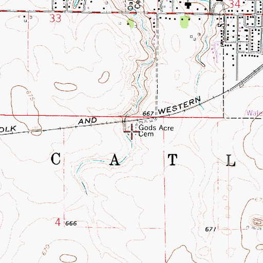 Topographic Map of God's Acre Cemetery, IL