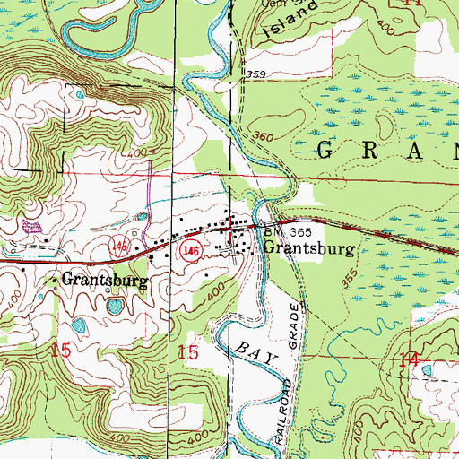 Topographic Map of Grantsburg, IL
