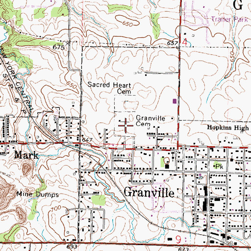 Topographic Map of Granville Cemetery, IL
