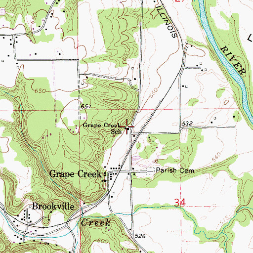 Topographic Map of Grape Creek School, IL