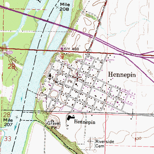 Topographic Map of Hennepin, IL