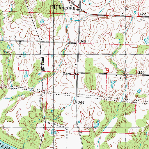 Topographic Map of Hillerman Church, IL