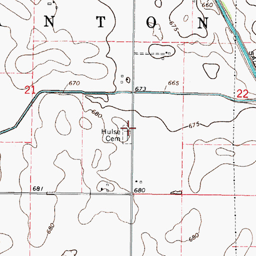 Topographic Map of Huls Cemetery, IL