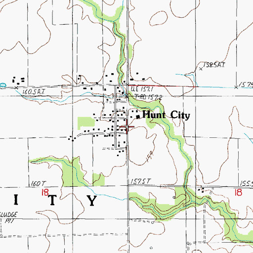 Topographic Map of Hunt City, IL