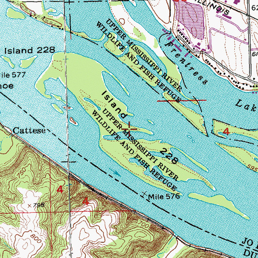 Topographic Map of Island 228, IL