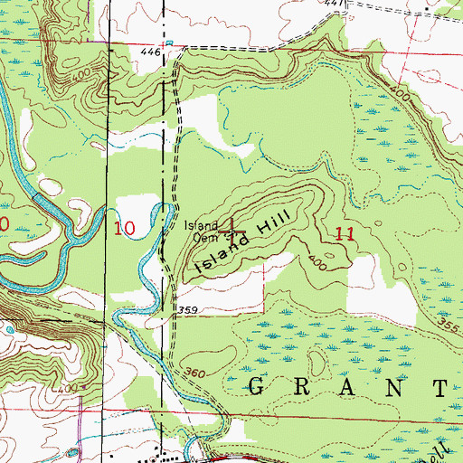 Topographic Map of Island Cemetery, IL