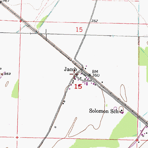 Topographic Map of Jacob, IL