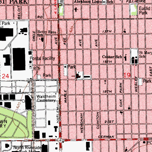 Topographic Map of Jefferson School, IL