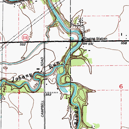 Topographic Map of Johnny Run, IL