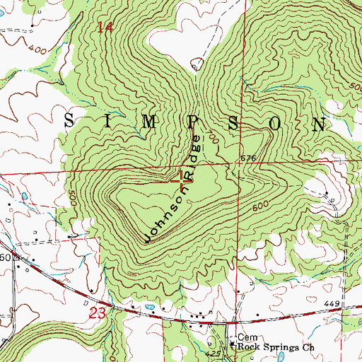Topographic Map of Johnson Ridge, IL
