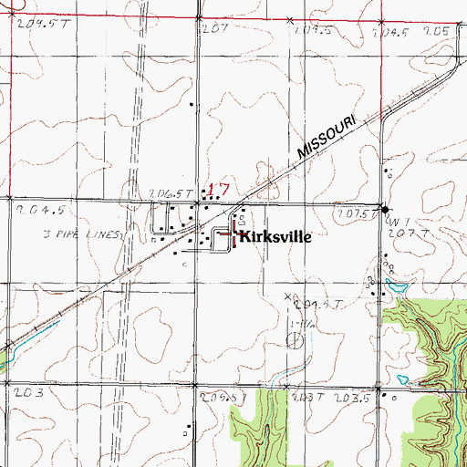 Topographic Map of Kirksville, IL