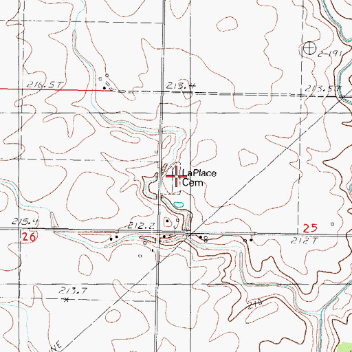 Topographic Map of LaPlace Cemetery, IL