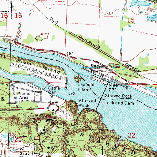 Topographic Map of Leopold Island, IL